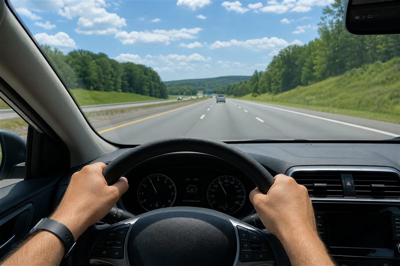 Motorista praticando direção defensiva
